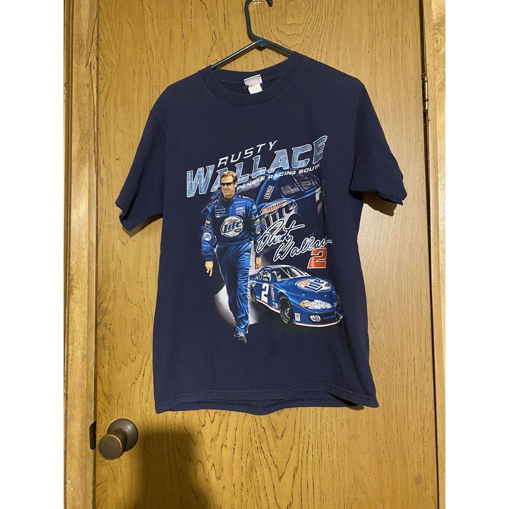 Chase Authentic s Rusty Wallace Penske Racing South Two‎ Sided T-Shirt Med Black